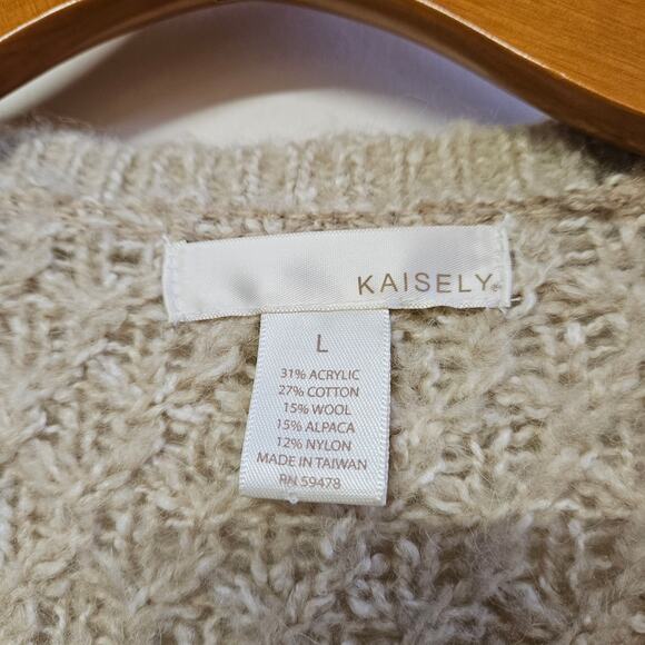 Kaisely Cream Knit Wool Blend Sweater Size L Pull Over Romantic Feminine Staple - Picture 4 of 8